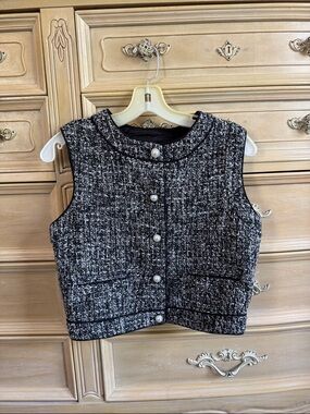 Rachel Zoe Black and White Tweed Vest